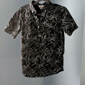 Octopus print cotton button down shirt